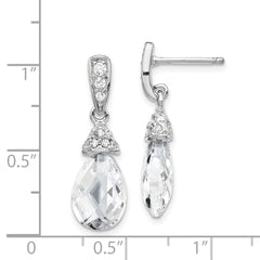 Cheryl M Sterling Silver Rhodium-plated Faceted Briolette and Brilliant-cut CZ Post Dangle Earrings