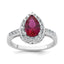 Cubic Zirconia & Lab-Created Ruby Teardrop Ring in Sterling Silver, Size 6 - Sophia Jewelers