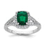 Cubic Zirconia & Green Glass Rectangle Ring in Sterling Silver, Size 6 - Sophia Jewelers