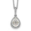 Cheryl M Sterling Silver Rhodium-plated Checkerboard-cut and Brilliant-cut CZ Halo Teardrop 18 Inch Necklace
