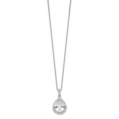 Cheryl M Sterling Silver Rhodium-plated Brilliant-cut Teardrop CZ Halo 18 Inch Necklace