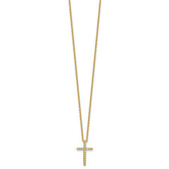 Cheryl M Sterling Silver Gold-plated Polished CZ Latin Cross Necklace