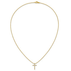 Cheryl M Sterling Silver Gold-plated Polished CZ Latin Cross Necklace