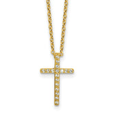 Cheryl M Sterling Silver Gold-plated Polished CZ Latin Cross Necklace
