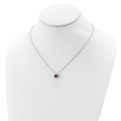 Cheryl M Sterling Silver Rhodium-plated Brilliant-cut Lab Created Ruby and Brilliant-cut White CZ Round Halo 18 Inch Necklace