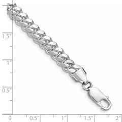 Sterling Silver Rhodium-plated 6.4mm Polished Domed Curb Chain