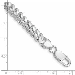 Sterling Silver Rhodium-plated 7.0mm Polished Domed Curb Chain