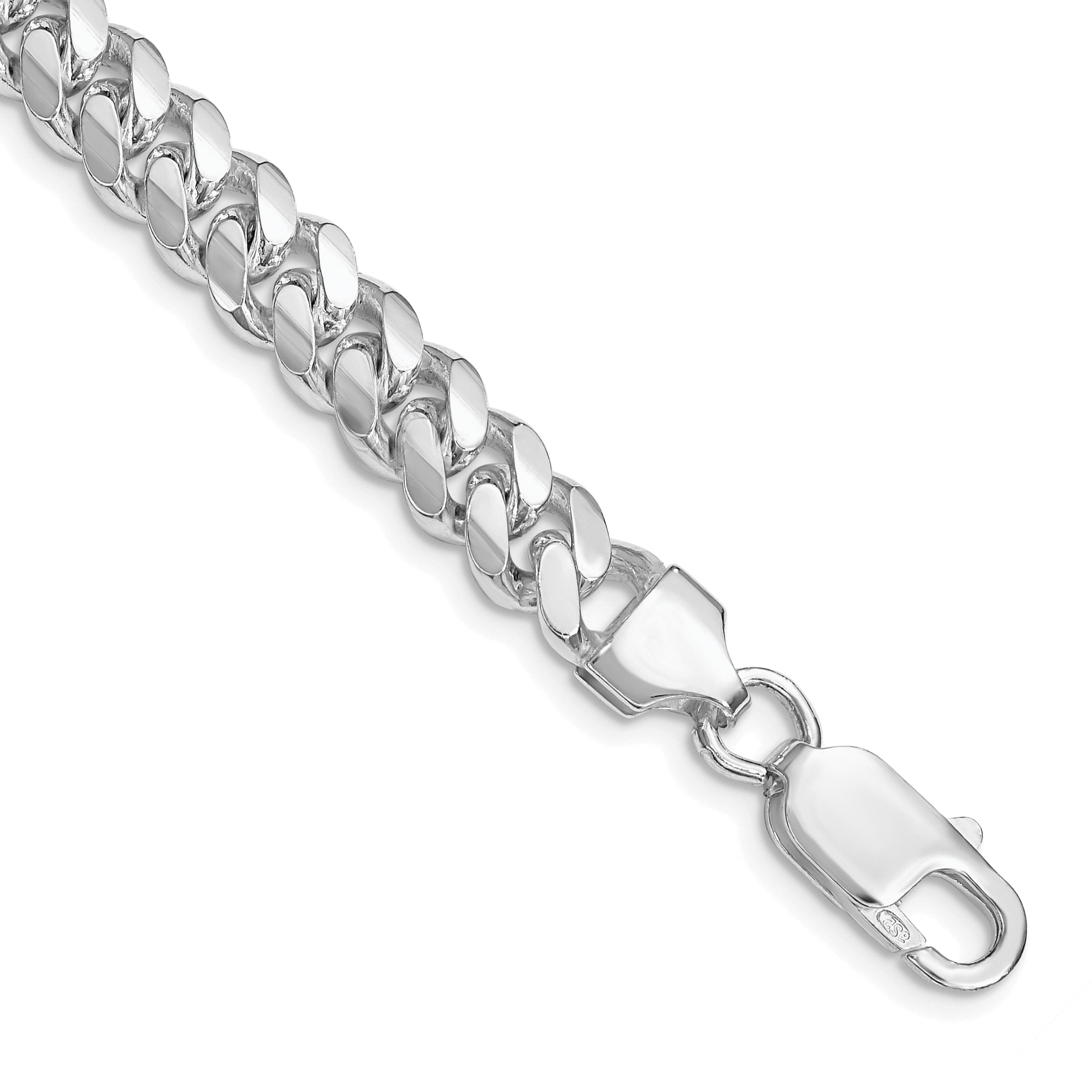Sterling Silver Rhodium-plated 7.0mm Polished Domed Curb Chain
