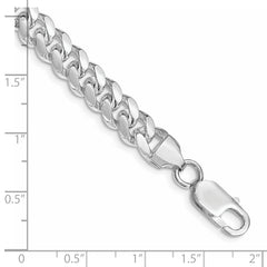 Sterling Silver Rhodium-plated 7.8mm Polished Domed Curb Chain