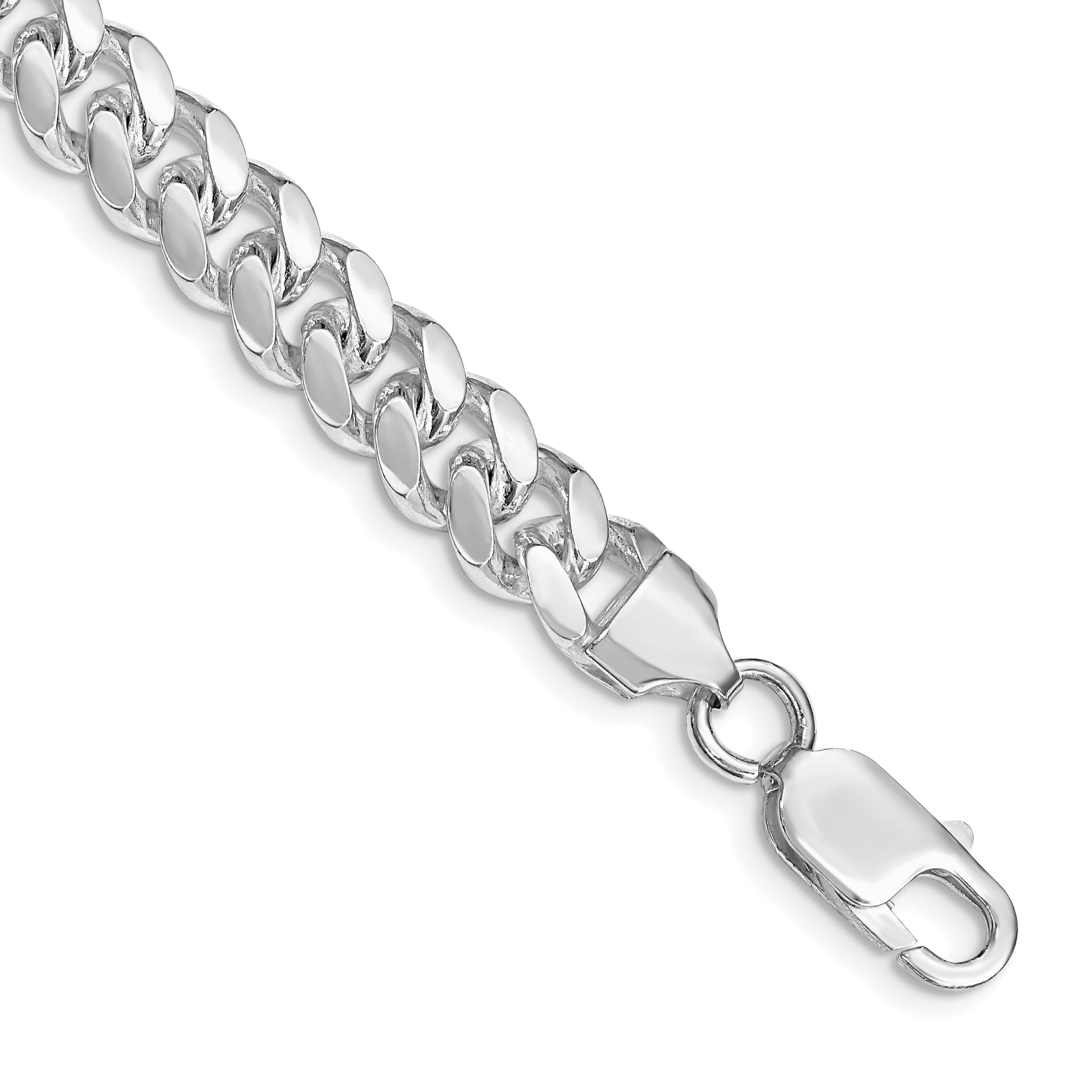 Sterling Silver Rhodium-plated 7.8mm Polished Domed Curb Chain