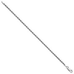 Sterling Silver Rhodium-plated 2.25mm Diamond-cut Rope Chain