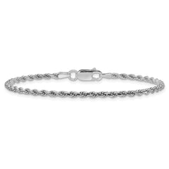 Sterling Silver Rhodium-plated 2.25mm Diamond-cut Rope Chain