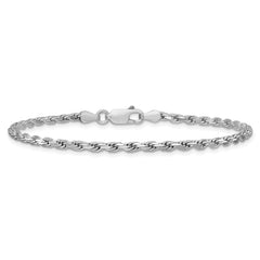 Sterling Silver Rhodium-plated 2.5mm Diamond-cut Rope Chain