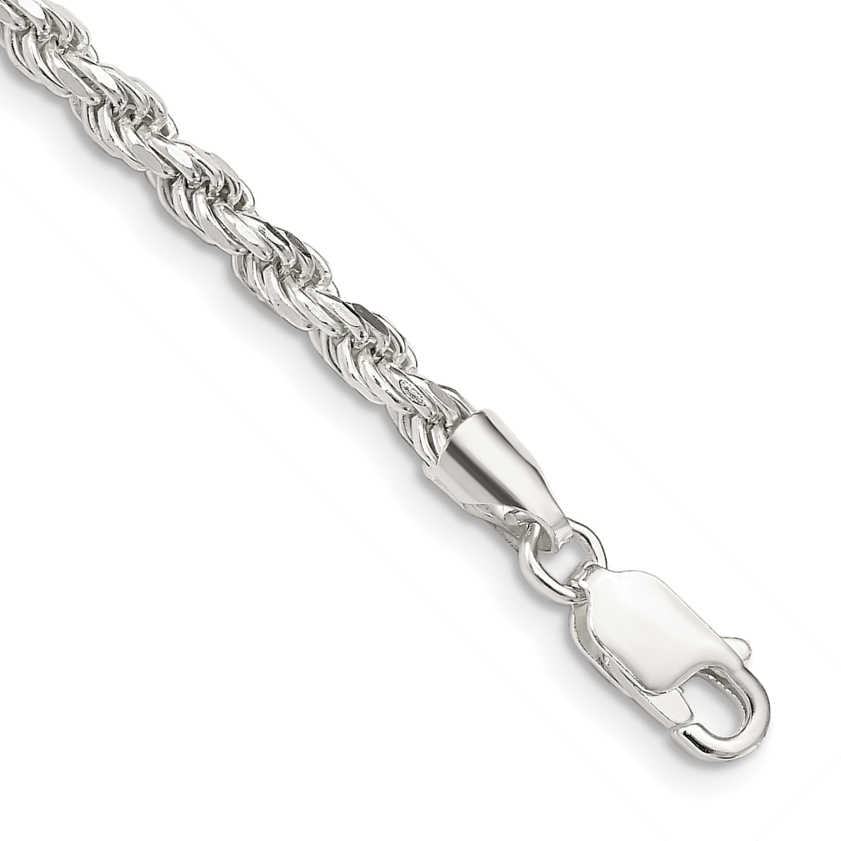 Sterling Silver 3.2mm Diamond-cut Rope Chain