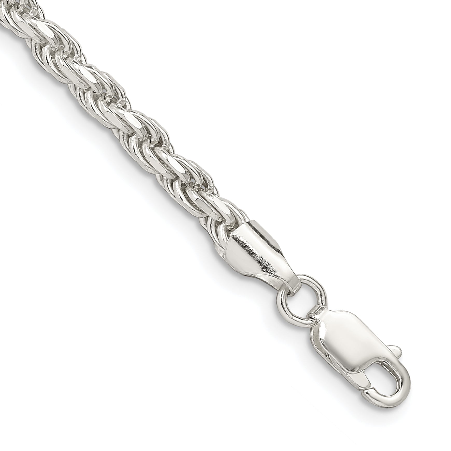 Sterling Silver 3.75mm Diamond-cut Rope Chain