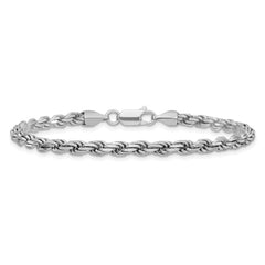 Sterling Silver Rhodium-plated 3.75mm Diamond-cut Rope Chain