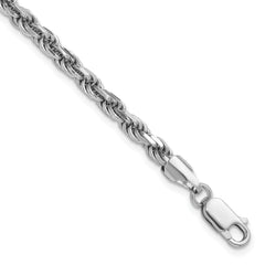 Sterling Silver Rhodium-plated 3.75mm Diamond-cut Rope Chain