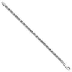 Sterling Silver Rhodium-plated 4.25mm Diamond-cut Rope Chain