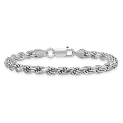 Sterling Silver Rhodium-plated 4.6mm Diamond-cut Rope Chain
