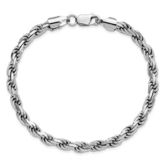 Sterling Silver Rhodium-plated 5.75mm Diamond-cut Rope Chain