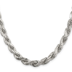 Sterling Silver 7.8mm Diamond-cut Rope Chain