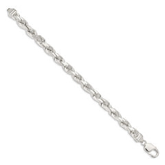 Sterling Silver 7.8mm Diamond-cut Rope Chain