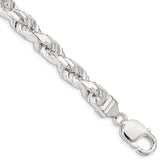 Sterling Silver 7.8mm Diamond-cut Rope Chain