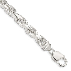 Sterling Silver 7.8mm Diamond-cut Rope Chain