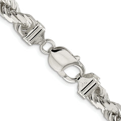Sterling Silver Rhodium-plated 7.8mm Diamond-cut Rope Chain