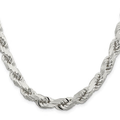 Sterling Silver 9.0mm Diamond-cut Rope Chain