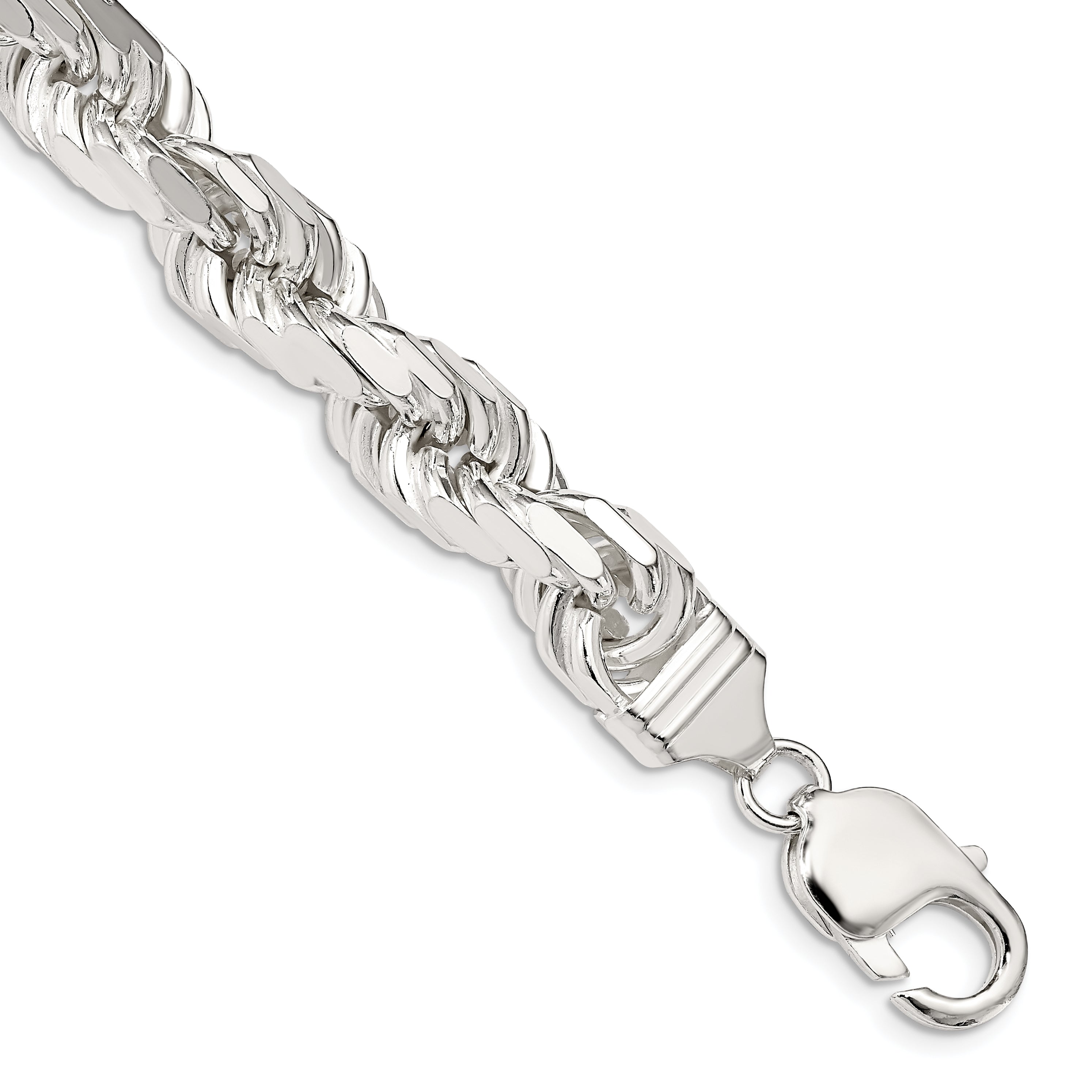 Sterling Silver 9.0mm Diamond-cut Rope Chain