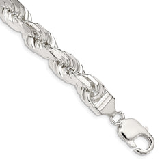Sterling Silver 9.0mm Diamond-cut Rope Chain
