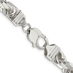Sterling Silver Rhodium-plated 9.0mm Diamond-cut Rope Chain