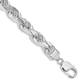 Sterling Silver Rhodium-plated 9.0mm Diamond-cut Rope Chain