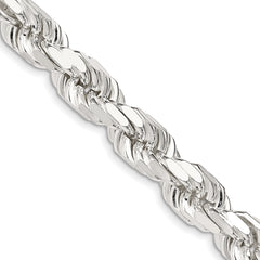 Sterling Silver 9.0mm Diamond-cut Rope Chain