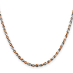 Sterling Silver And Rose Vermeil 2.5mm Diamond-cut Rope Chain