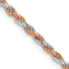 Sterling Silver And Rose Vermeil 2.5mm Diamond-cut Rope Chain