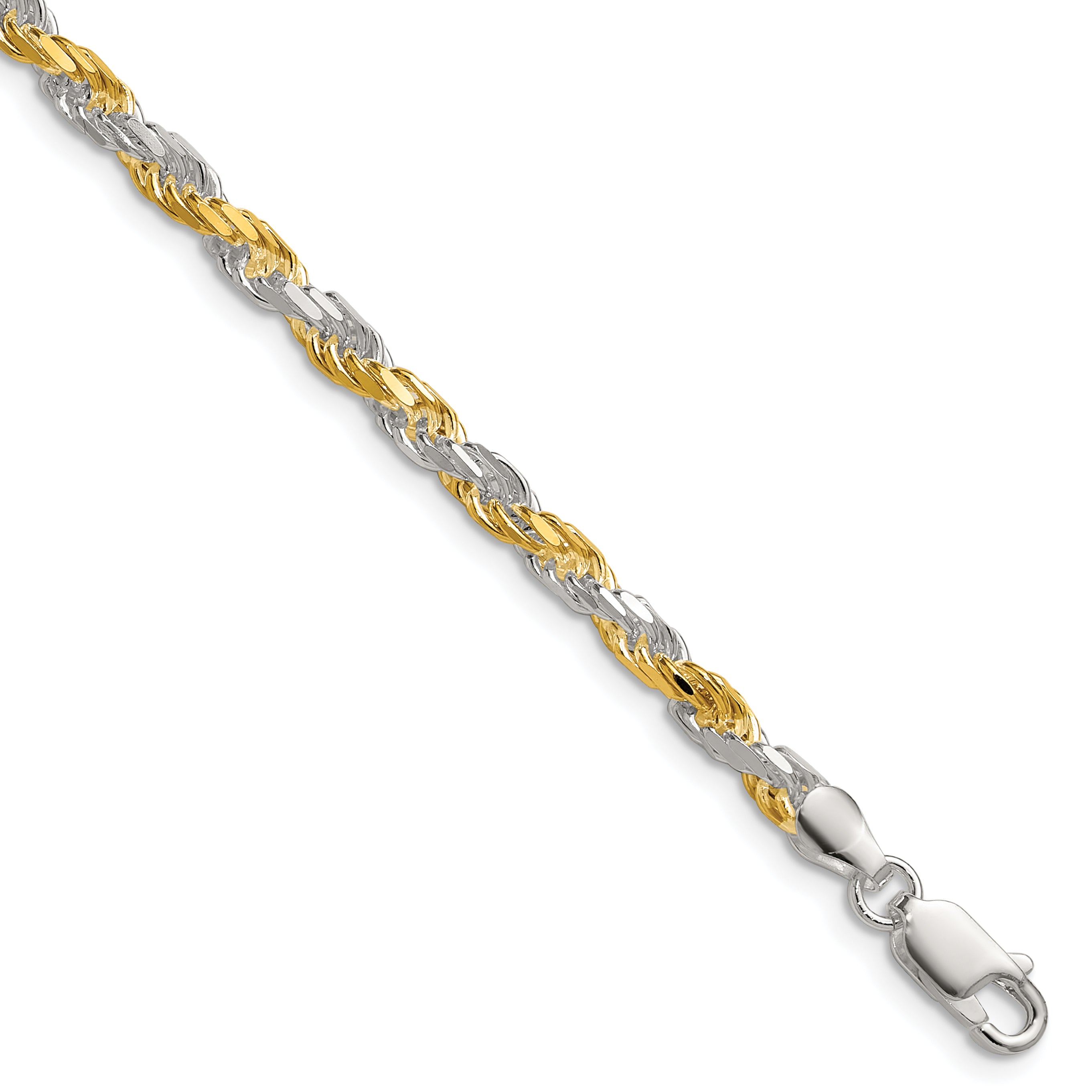 Sterling Silver And Vermeil 3.5mm Diamond-cut Rope Chain