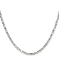 Sterling Silver Rhodium-plated 3.0mm Double Diamond-cut Curb Chain
