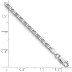 Sterling Silver Rhodium-plated 3.0mm Double Diamond-cut Curb Chain
