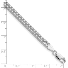 Sterling Silver Rhodium-plated 4.8mm Double Diamond-cut Curb Chain