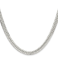 Sterling Silver Rhodium-plated 5.7mm Double Diamond-cut Curb Chain