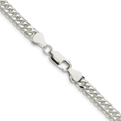 Sterling Silver Rhodium-plated 5.7mm Double Diamond-cut Curb Chain