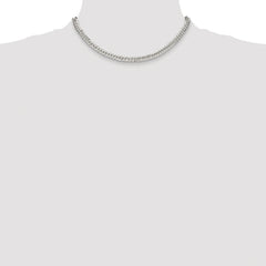 Sterling Silver Rhodium-plated 5.7mm Double Diamond-cut Curb Chain