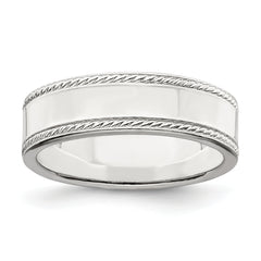 Sterling Silver 6mm Flat with Rope Edge Size 12 Band