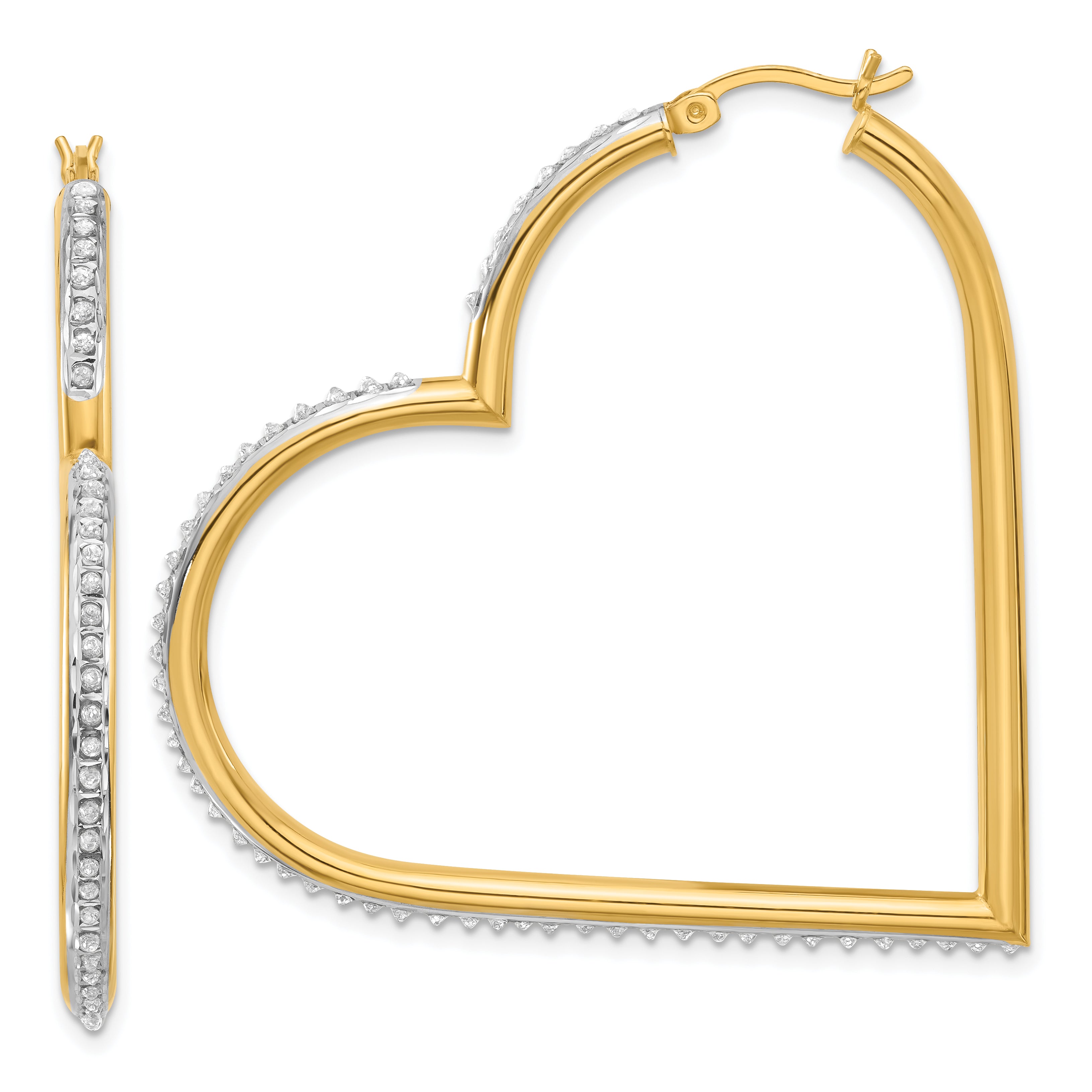 Sterling Silver 18K Gold-plated Diamond Mystique Heart Hoop Earrings