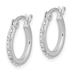 Sterling Silver Platinum-plated Diamond Mystique Hoop Earrings