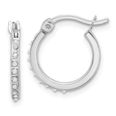 Sterling Silver Platinum-plated Diamond Mystique Hoop Earrings