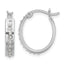 Sterling Silver Platinum-plated Diamond Mystique Oval Hoop Earrings
