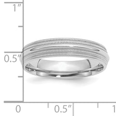 SS Rhodium-plated 5mm Comfort Fit Double Milgrain Size 13.5 Band